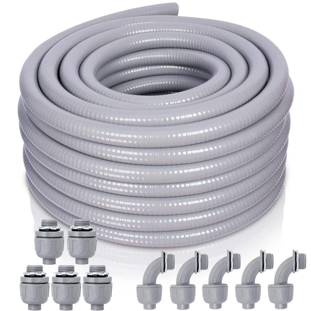 1/2 in. 50 ft. Non Metallic Liquid Tight Electrical Conduit with 5 Straight and 5 Angle Fittings, Connector Kit price history on PriceWatchPro