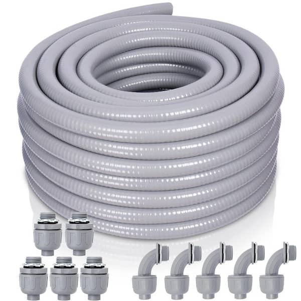1/2 in. 50 ft. Non Metallic Liquid Tight Electrical Conduit with 5 Straight and 5 Angle Fittings, Connector Kit