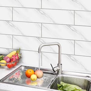 White Marble Plank 5 in. x 24 in, SPC Peel and Stick Backsplash Tile (0.8 sq. ft./pack)