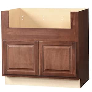 Hampton 36 in. W x 24 in. D x 34.5 in. H Assembled Apron-Front Sink Base Kitchen Cabinet in Cognac