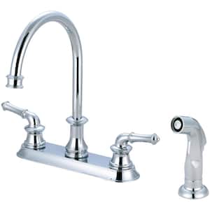 Del Mar Double Handle Standard Kitchen Faucet with Side Spray in Polished Chrome