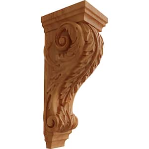 7-1/2 in. x 6 in. x 18 in. Unfinished Wood Red Oak Extra Large Acanthus Corbel