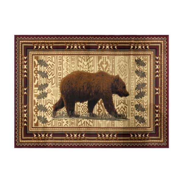 24 in. L x 36 in. W x 0.39 in. H Rectangular Lodge Accent Natures Nest Pattern Bath Accessory Area Bath Rug in Brown