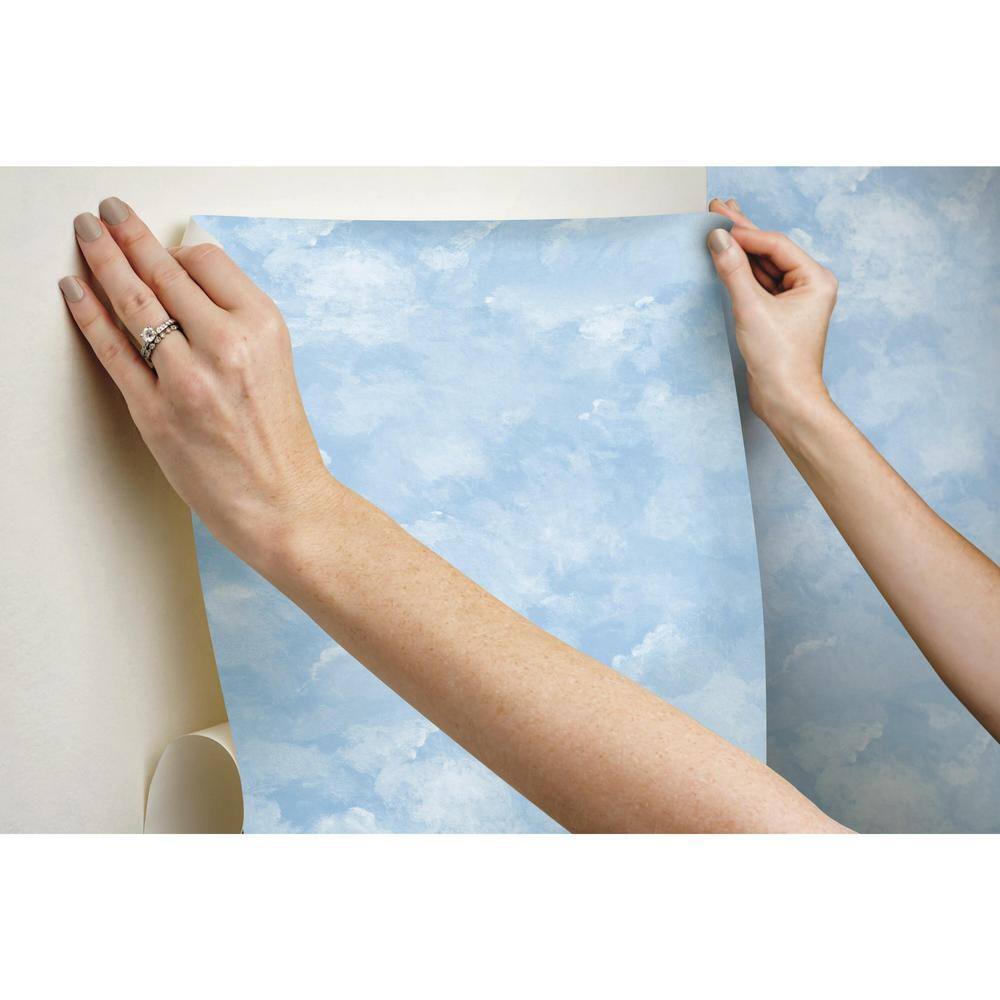 Blue Atrium Clouds Peel and Stick Wallpaper Roll