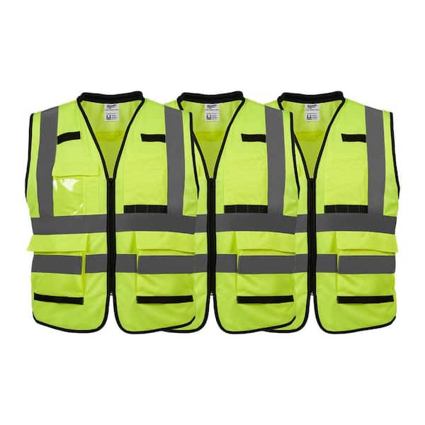 Performance 2X-Large /3X-Large Yellow Class 2-High Visibility Safety Vest with 15 Pockets (3-Pack)