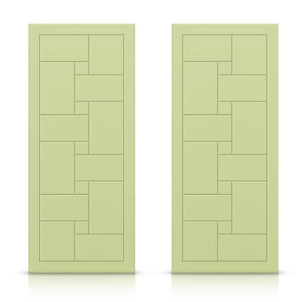 CALHOME 72 in. x 80 in. Hollow Core Sage Green Painted Composite MDF Interior Double Closet Sliding Doors
