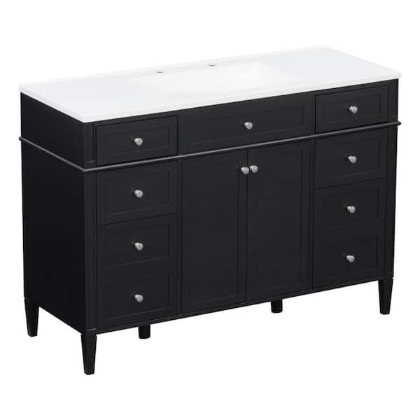 48 Inch Black Freestanding MDF Vanity Cabinet Bathroom Vanity with Composite Sink Top