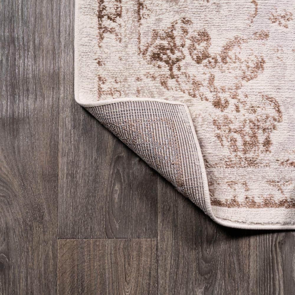 Cream and Red Synthetic Reversible 4' x 6' Area Rug