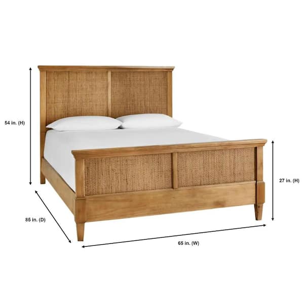 Marsden Patina Wood Finish Wooden Cane Queen Bed (65 in. W x 54 in. H)