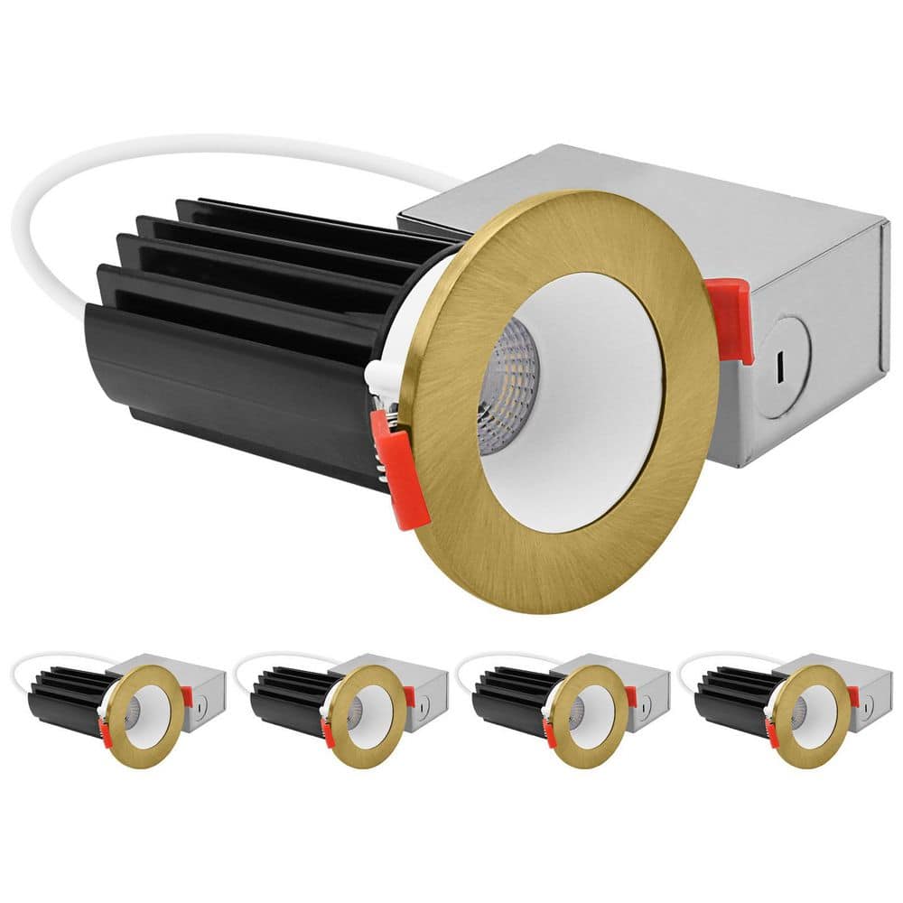 2 In. Integrated LED Recessed Canless Light with Brass Interchangeable Trim, 5CCT, 1000LM, 15W, CRI80, Dimmable 4 Pack price history on PriceWatchPro