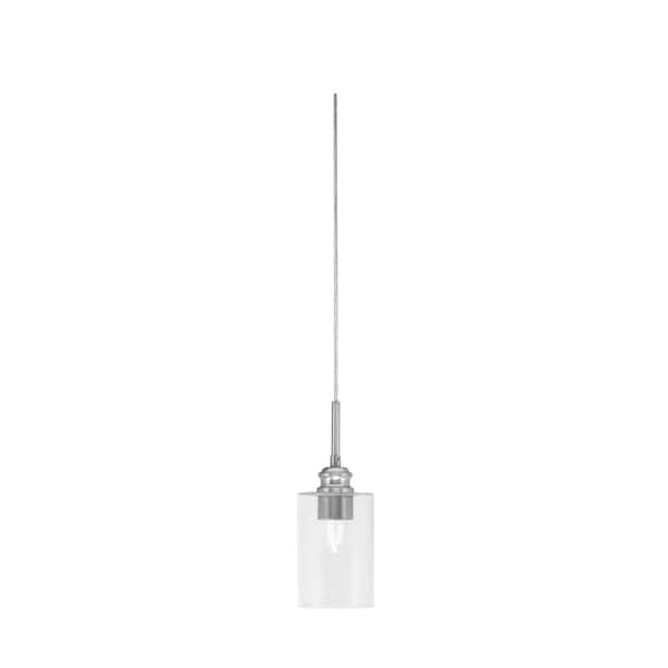 Unbranded Albany 60-Watt 1-Light Nickel Shaded Pendant Light Mini Pendant with 4 in. Clear Bubble Glass Shade, No Bulb Included