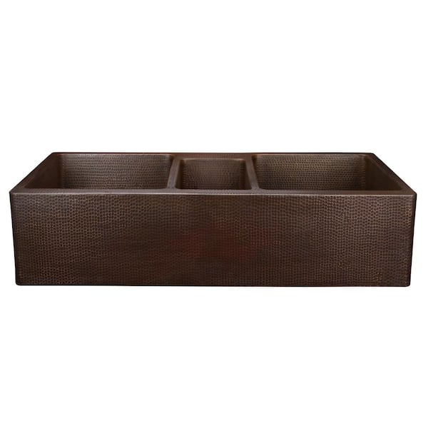 Copper 42 in. Triple Bowl Kitchen Farmhouse Apron Front Sink in Oil Rubbed Bronze