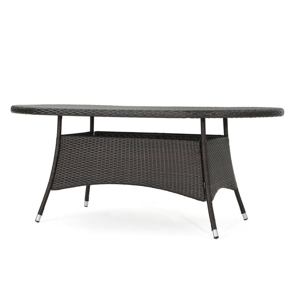 69 in. W Brown Multi Oval Wicker Outdoor Dining Table price history on PriceWatchPro