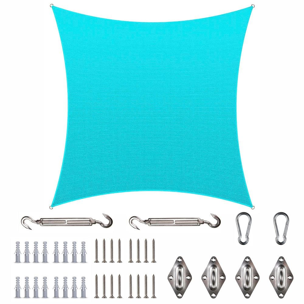 12 ft. x 12 ft. Turquoise Square Sun Shade Sail Canopy with Hardware Kit price history on PriceWatchPro