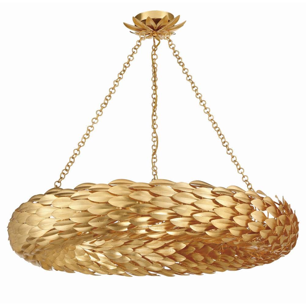 Antique Gold Crystal 8-Light Candle Chandelier