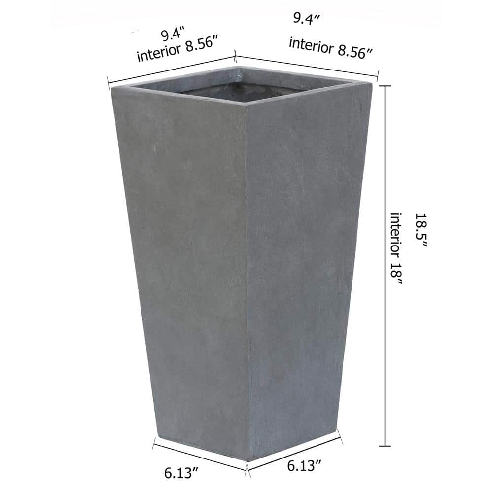 Light Gray Magnesium Oxide 27.5" Tall Tapered Planter