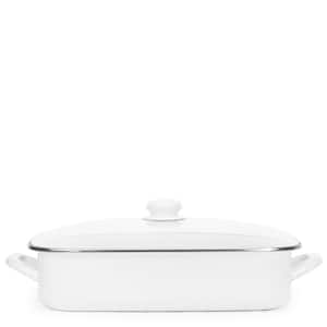 Solid White 10.5 qt. Enamelware Roasting Pan with Lid