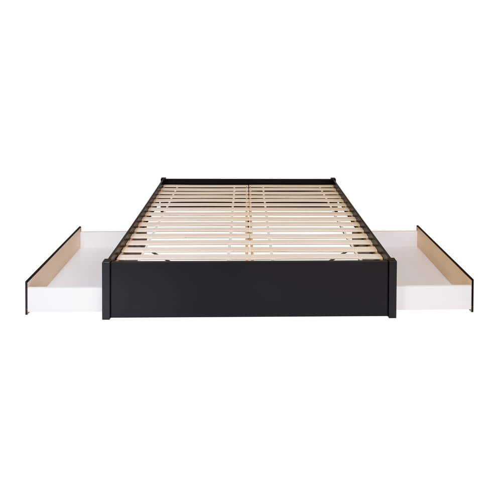Elegant King-Sized Platform Bed with Upholstered Wood Frame and Storage Drawers