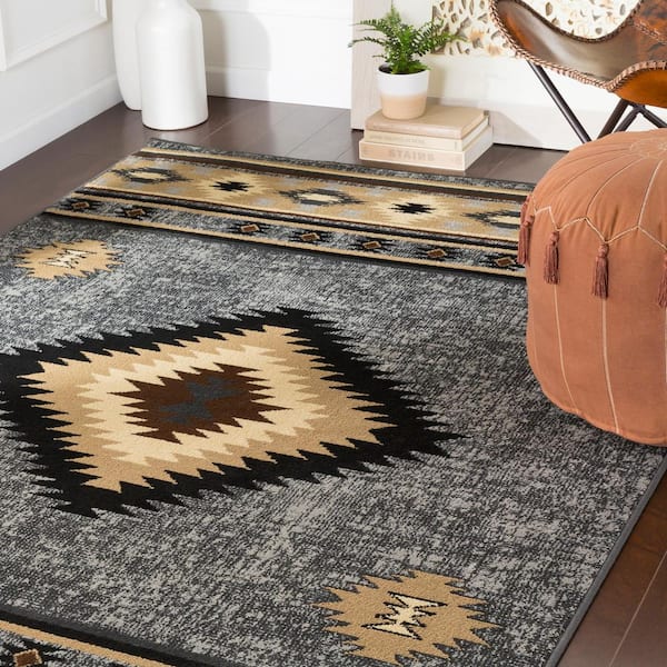 Sora Medium Grey 8 ft. 10 in. x 12 ft. 9 in. Native American Area Rug