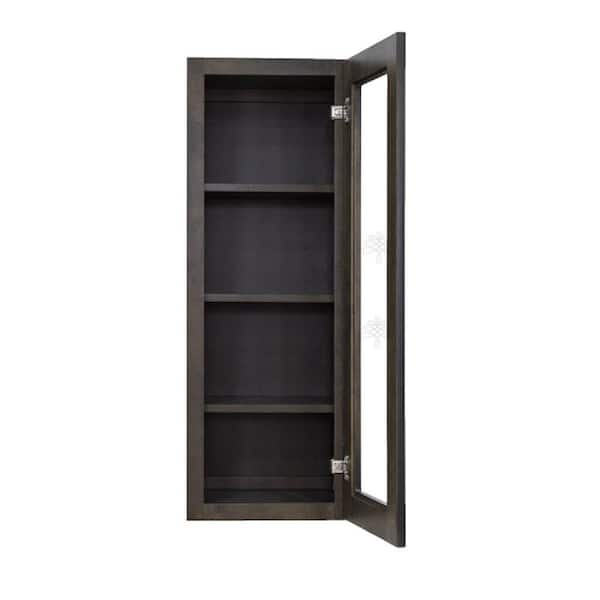 LIFEART CABINETRY Lancaster Shaker Assembled 21 in. x 42 in. x 12 in. Wall Mullion Door Cabinet with 1 Door 3 Shelves in Vintage Charcoal