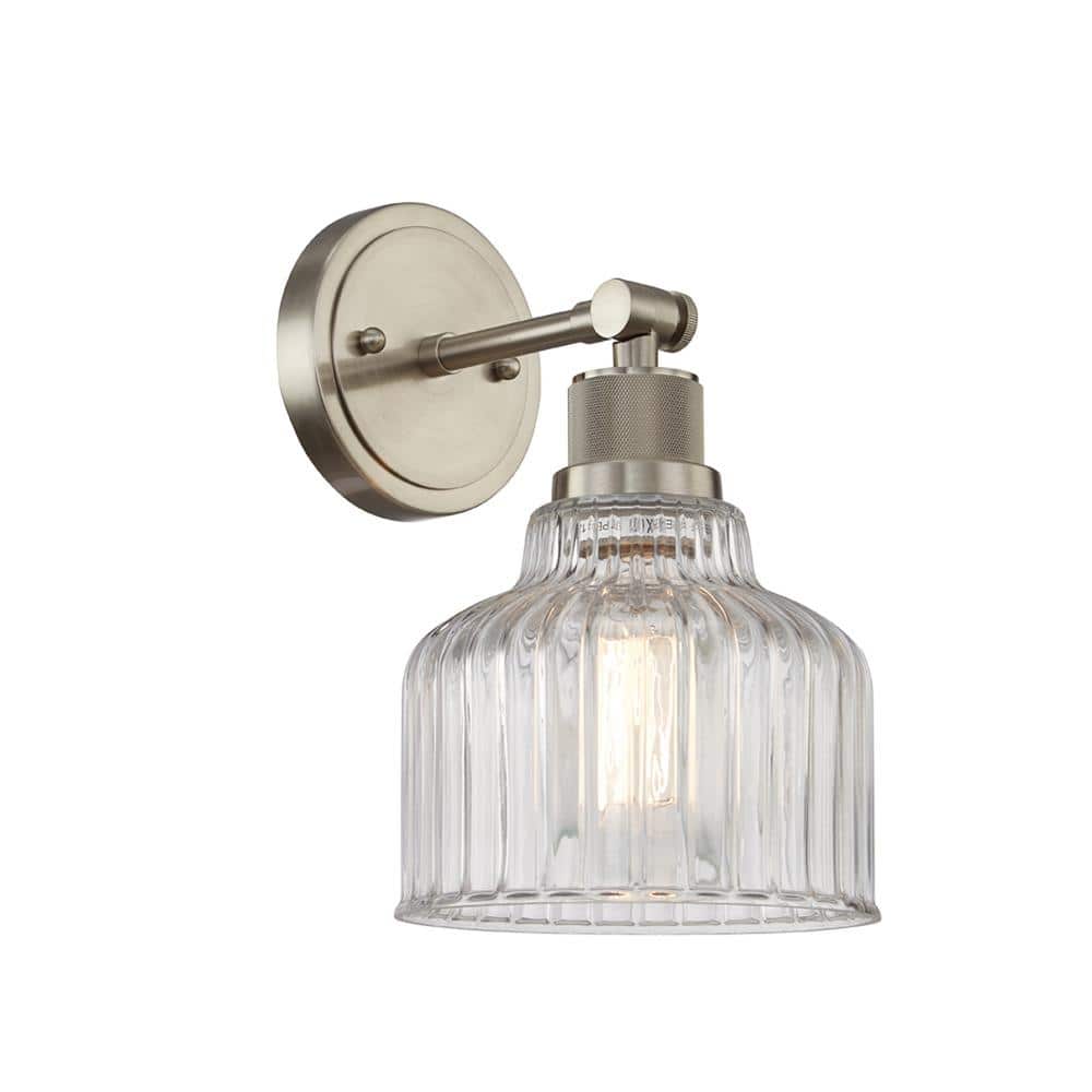 Versailles 5 in. 1 Light Vanity Light in Satin Nickel with Clear Glass