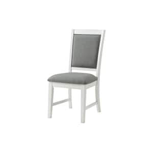 Del Mar Antique White and Grey Linen Upholstered Dining Room Side Chair (Set of 2)