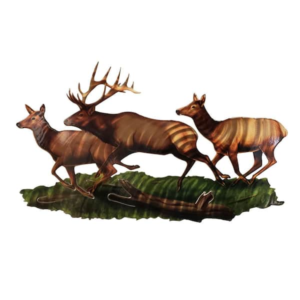 Unbranded Running Elk Steel Wall Art