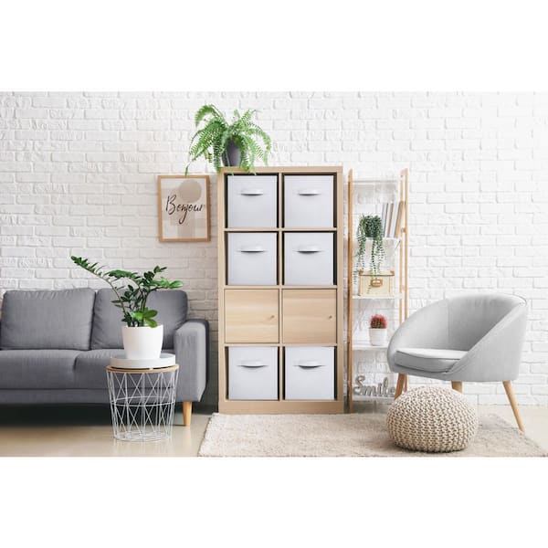 Large Storage Cubes w/ Handles, White 13 in. x 13 in. Fabric Decorative Basket (Set of 1), Clothes and Closet Organizer