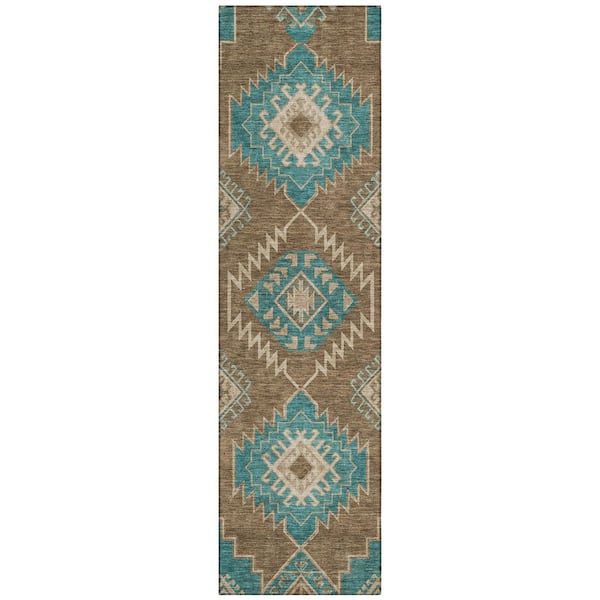 Chantille Machine Washable Indoor/Outdoor Abstract ACN3011 Mocha 2 ft. x 7 ft. Runner Rug