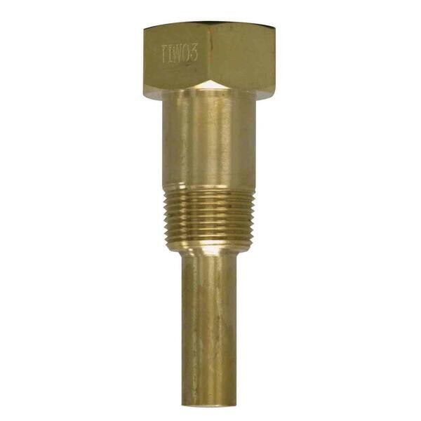 Winters Instruments TIW Series 3.5 in. Brass Thermowell for Winters TIM Series Industrial Thermometer with 3/4 in. NPT and 1 in. Lag