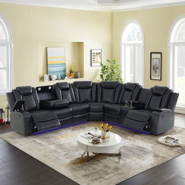 Black Leather Piece Suite Leather Lazzara Austin 118 Straight Arm