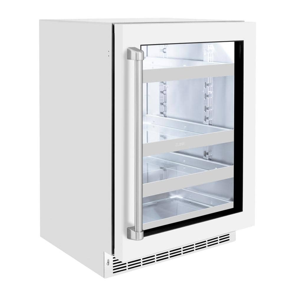 24" White Matte Undercounter Stainless Steel Beverage Fridge