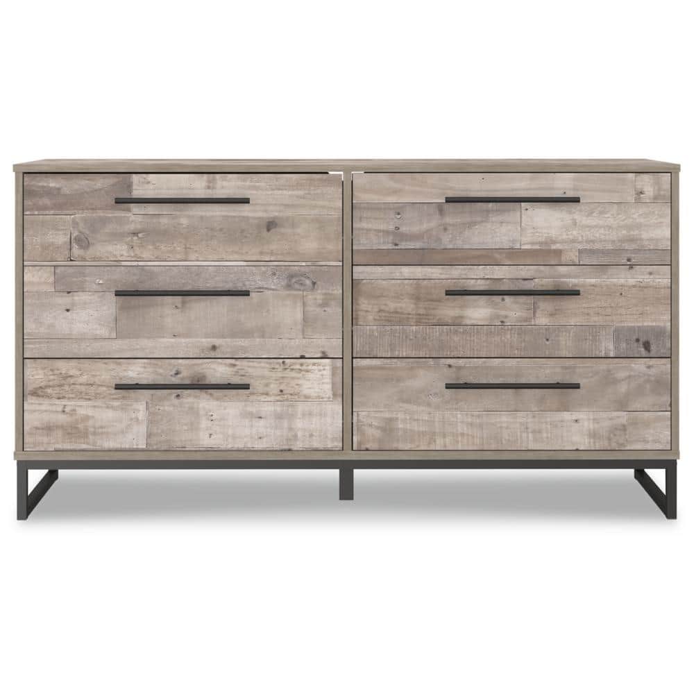Whitewash 6-Drawer Dresser with Pewter Hardware