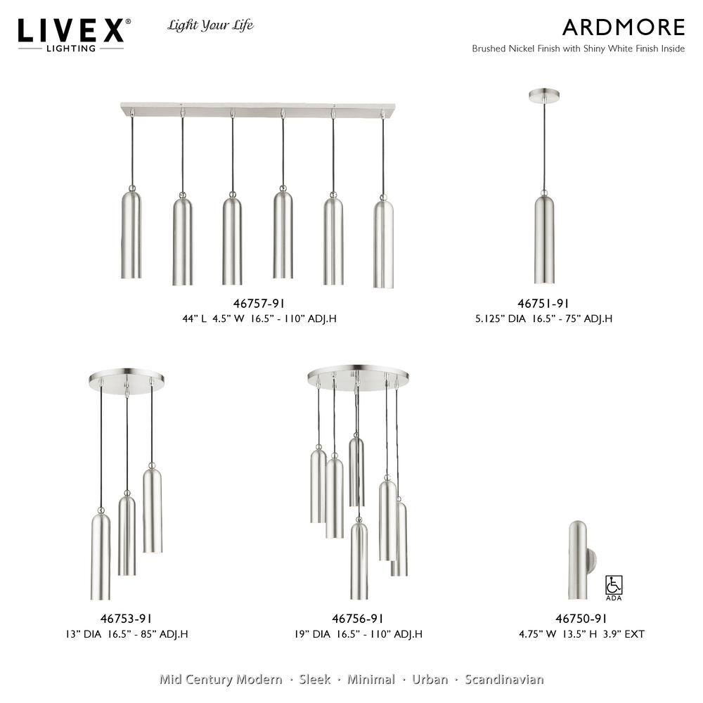 Ardmore Chic Mid-Century Brushed Nickel Single-Light Pendant