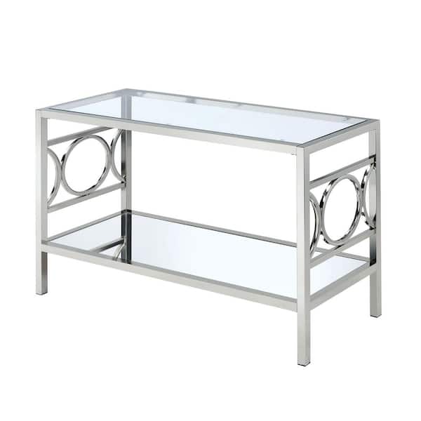 Furniture of America Innedia 47.25 in. Chrome Rectangle Glass Console Table