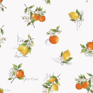 Citrus Toss Orange/Yellow/Green Matte Finish Vinyl on Non-Woven Non-Pasted Wallpaper Roll