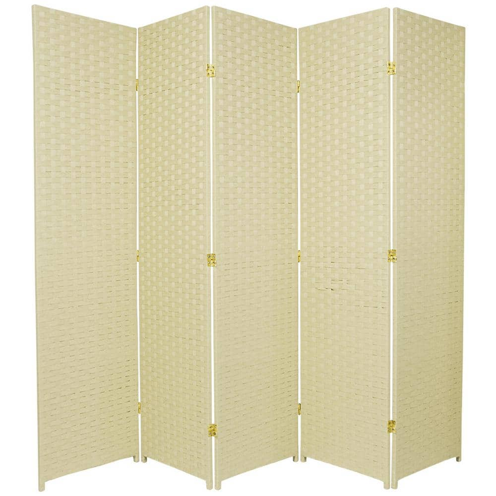 Oriental Furniture 6 ft. Cream 5-Panel Room Divider SSFIBER-5P-CRM ...