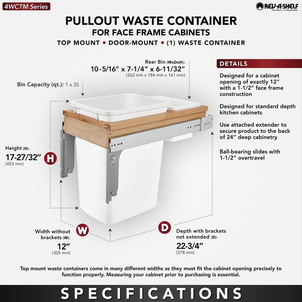 White Maple Pull-Out Kitchen Trash Can with Metal Frame