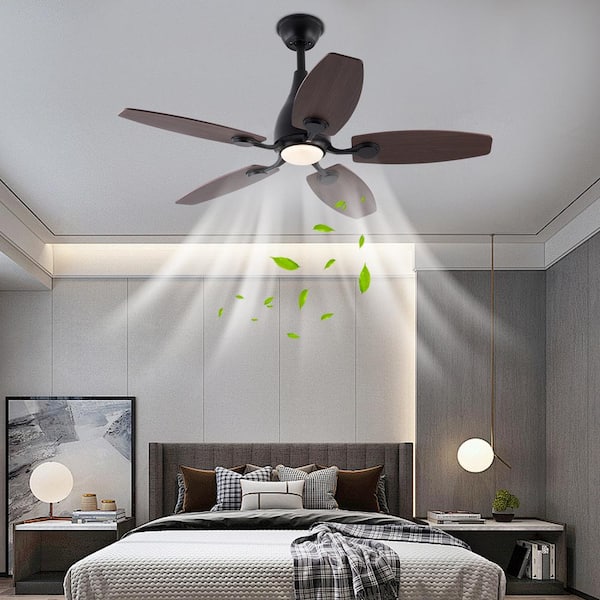OUKANING 42 in. Indoor Black Modern 6-Speed Ceiling Fan with