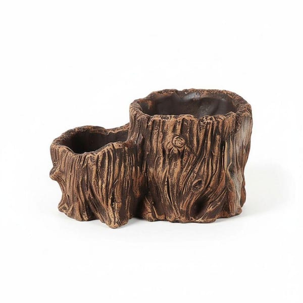3 Pcs Driftwood Stump Log Concrete Planter YNLIN353 - The Home Depot