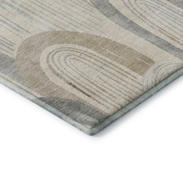 Mayfield Premium Machine Washable Abstract AMF1588 Beige 5 ft. x 7 ft. 6 in. Area Rug