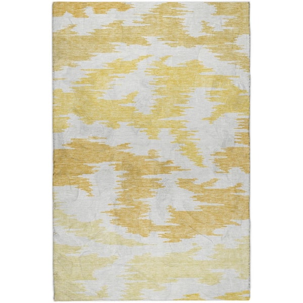 Dream Shag Premium Machine Washable Abstract ADS746 Gold 9 ft. x 12 ft. Area Rug