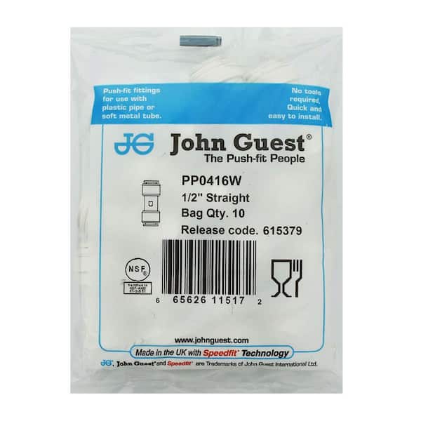 PACK OF 2 1/2" John Guest PP0416WD UNION COUPLING 1/2" COUPLAGE UNION 