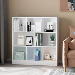 40.9 in. H x 39.4 W White Wood 8-Shelf Freestanding Standard Bookcase Display Bookshelf With Cubes