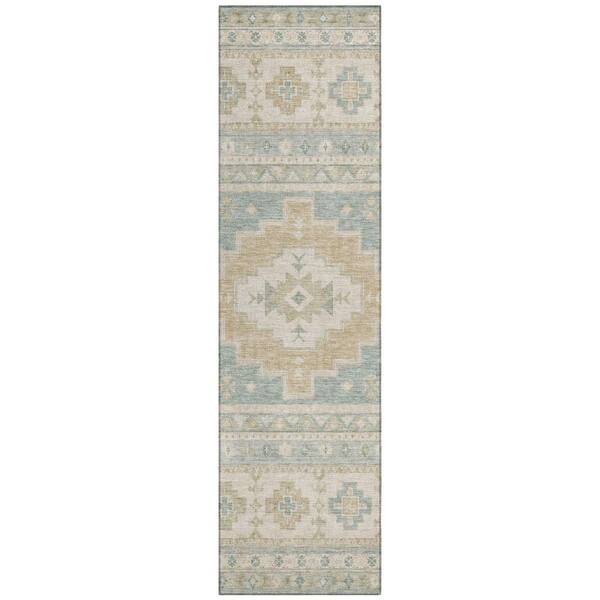 Chantille Machine Washable Indoor/Outdoor Abstract ACN3125 Seafoam 2 ft. x 7 ft. Runner Rug