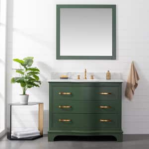 Monroe 42 in. W x 22 in. D x 34 in. H Bath Vanity in Evergreen with White Marble Top with White Sink