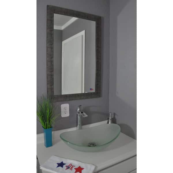 Unbranded Medium Rectangle Silver/Black Distressed Texture Modern Mirror (30.5 in. H x 24.5 in. W)