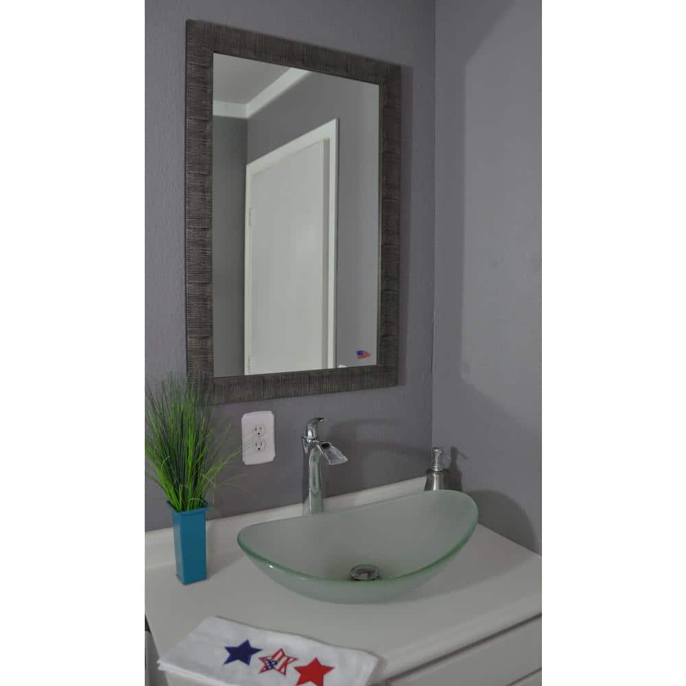 Medium Rectangle Silver/Black Distressed Texture Modern Mirror (23.5 in. H 