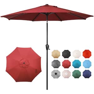 9 ft. Round 8-Rib Steel Market Patio Umbrella in Scarlet