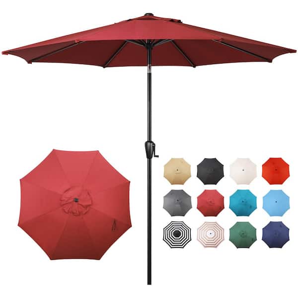 Sun-Ray 9 ft. Round 8-Rib Steel Market Patio Umbrella in Scarlet
